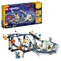 LEGO 31142 Creator 3-in-1 Weltraum-Achterbahn, Bausatz Einer Spielzeug-Kirmes mit funktionierenden Wägen, umbaubar in frei fallenden Fallturm oder Karussell mit Raketen und leuchtenden Steinen
