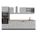 Vicco Küchenzeile R-Line, Beton, 300 cm mit Hochschrank, ohne Arbeitsplatte, zur individuellen Kombination und Erweiterung geeignet