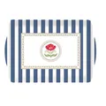 Serviertablett FLOWERY Blumen mit Griffen 33x22cm weiß blau Melamin Easy Life