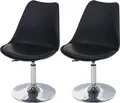 2er-Set Drehstuhl Malmö T501, Stuhl Küchenstuhl, höhenverstellbar, Kunstleder schwarz, Chromfuß