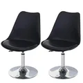 Mendler 2er-Set Drehstuhl Malmö T501, Stuhl Küchenstuhl, höhenverstellbar, Kunstleder - schwarz, Chromfuß