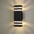 LUMILED Außenwandleuchte Wandlampe Außenleuchte Wand LED GU10 Wandleuchter Terrasse Fassade IP44 schwarz Aluminium oben und unten