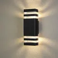 Lumiled Außenwandleuchte Wandlampe aussen Außenleuchte Wand GU10 Fassung Außenbeleuchtung Wandleuchter Gartenleuchte Terrasse Haus Fassade IP44 schwarz rechteckig Aluminium oben und unten