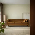 Miu- Sofa aus  Eichenholz und ockerfarbenem Stoff, 3-Sitzer