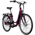 AGON Axis E Bike Citybike 26 Zoll Elektrofahrrad 250W Motor bis 100 km 3 Gang 10,4 Ah Lithium Ionen Akku Gepäckträger Damen und Herren 140-165 cm (Purple Violet, 46 cm)