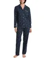 CALIDA Sweet Dreams Pyjama, Schlafanzug, durchgeknöpft Damen, aus 100% Baumwolle, Hose mit stoffbezogenem Gummibund Peacoat Blue 40-42