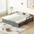 Odikalo Schlafsofa Polsterbett Ausziehbar 90/180*200cm Schubladen Lattenrosten grau