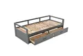 Odikalo Schlafsofa Polsterbett Ausziehbar 90/180*200cm Schubladen Lattenrosten weiß/grau