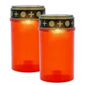 LED Solar Grab Licht warm weiß 2er Set - rot - Trauer Gedenk Friedhofs Kerze