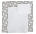 TupTam Wickelauflage mit 2 wasserfesten Frotteebezügen – weich gepolstert & hautfreundlich MAR02579, Farbe: Grau Große Weiße Sterne, Größe: 76 x 76 cm