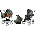 Babylux® Classic White | 3in1 Kinderwagen Set | Olive Star | Kombikinderwagen | Kinderwagenset |