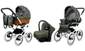 BabyLux Kinderwagen 3in1 mit Autositz für Kleinkinder – Kinderwagen für Neugeborene und Kleinkinder –– Baby Neugeborenen Kinderwagen – 59x105x125cm – Max 15kg – Olive Star White Frame