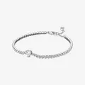 PANDORA Armband 925 Silber weiße Steine Herz Länge 18 cm Tennismuster 590041C01