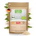 Raibu Bio Ashwagandha Pulver 500g -Withania somnifera - 100% Rein, Ashwagandha Wurzel Pulver - Indischer Ginseng in hochwertiger Bio Qualität - Ohne Zusätze, produziert in Deutschland