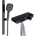Rainsworth Duscharmatur mit Thermostat Set und Glasablage Schwarz, Grundmodell