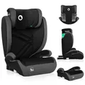 Lionelo Hugo I-Size Autokindersitz ab 4 - 12 Jahre, ab 15 kg - 36 kg, i-Size ISOFIX oder Autogurte- Schwarz Grau