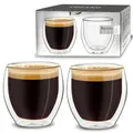 Creano doppelwandige Espressotassen, 2er-Set 100ml, Mokkatassen, Thermo-Gläser mit Schwebe-Effekt