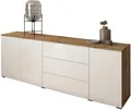 Sideboard OTTO HOME "PARIS", weiß (eichefarbe votan, weiß hochglanz), B:190cm H:68cm T:39,5cm, Sideboards, Sideboard, Moderne 190cm breite grifflose Kommode, vielseitig einsetzbar