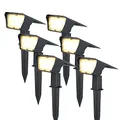 HOFTRONIC - Solar Gartenstrahler Odessa Superhell 300 Lumen IP65 Wasserdicht 3000K LED Solarlampen für Außen Solarleuchte 6 Stücke mit Erdspieß Solar Strahler Wintersolar Solarpanel Warmweiß