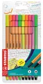 10 STABILO Fasermaler Pen 68 / Fineliner point 88, 10er Etui