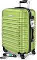 KESSER® Reisekoffer 84L Mittlerer Hartschalen Koffer Inkl. Kofferwaage + Gepäckanhänger | Trolley Gepäck Rollkoffer Zahlenschloss 4 Rollen ABS-Hartschale Teleskopgriff, 66x45x28cm, Hellgrün