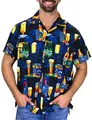 V.H.O. Funky Hawaii-Hemd, Herren, Kurzarm, Beerbottle, Schwarz, XXL