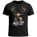 MoonWorks Print-Shirt Herren T-Shirt Après-Ski Party Crew Hirsch Aufdruck Grafik Printshirt mit Print schwarz L