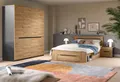 Inn.Furn Komplettschlafzimmer Cooper, (Komplett-Set 4-teilig in Eiche Artisan mit Basalt Grau, Kleiderschrank, Bett 140 cm und 2x Nachttisch), inklusive Bettschubladen, Soft-Close-Funktion