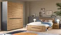 Schlafzimmer Komplett Set Bett 2x Nachttisch Kleiderschrank Soft-Close Eiche