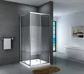Fischer und Adamek Eckdusche Duschkabine Quadrat Eckeinstieg Schiebetür Duschabtrennung Glas Werra, BxT: 80x80 cm, Gestreift