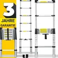 Craftfull Teleskopleiter | Soft-Close-Funktion - Aluleiter - Ausziehleiter - Stehleiter - Mehrzweckleiter - Leiter - Anlegeleiter (4.4 Meter) - Silber
