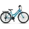 26 Zoll Fahrrad 21-Gang Shimano Schaltung mit Beleuchtung nach STVO Türkis Doppelrahmen - Blau