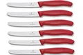 Victorinox 6 Stück Tafelmesser - Küchenmesser - Brötchenmesser Swiss Classic mit Wellenschliff - Swiss Made - Rot