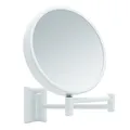 Libaro Kosmetikspiegel Imola – 360° drehbarer Schminkspiegel mit Wandmontage – doppelseitiger Rasierspiegel mit 3X & 7X Vergrößerung – ausziehbarer Badspiegel aus Metall weiß, Ø 19 cm