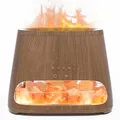SALKING 2-in-1 Aroma Diffuser & Salt Range Pakistan Leuchte, Flammeneffekt Diffusor für ätherische Öle, Diffusor Kühler Nebel Luftbefeuchter mit 3-Helligkeit, 150ml(Dunkle Holz)