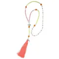 Rosenkranz neon Kristalle, Holz, Miyuki Perlen, versilbertes Messing