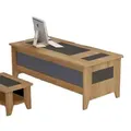 JVmoebel Schreibtisch Moderner Brauner Schreibtisch Luxus Erweiterbare Möbel Holz Büro (1-St., 1x nur Schreibtisch), Made in Europa braun|grau