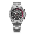 WENGER Herren Armbanduhr Seaforce Chronograph Ø 43 mm, Swiss Made, Analog Quarz, Wasserdicht bis 200 m, Edelstahl-Armband, Schwarz/Silber, 01.0643.123
