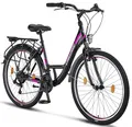 Chillaxx Bike Strada Premium City Bike in 26 und 28 Zoll - Fahrrad für Mädchen, Jungen, Herren und Damen - 21 Gang-Schaltung - Hollandfahrrad Citybike (26 Zoll, Schwarz V-Bremse)