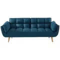 Vente-Unique Schlafsofa, Blau, Textil, Uni, 3-Sitzer, 215x82x81 cm, Wohnzimmer, Sofas & Couches, Schlafsofas