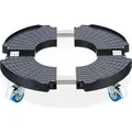 Relaxdays Pflanzenroller, ausziehbarer Blumenroller, Ø 40 - 57,5 cm, Kunststoff, max. 200 kg, innen & außen, dunkelgrau - Schwarz