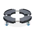 Relaxdays Pflanzenroller, ausziehbarer Blumenroller, Ø 40-57,5 cm, Kunststoff, max. 200 kg, innen & außen, dunkelgrau