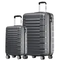 TRVLMORE Koffer & Trolleys - Koffer Set, Kofferset 2 Teilig, Handgepäck Koffer, Hartschalenkoffer Groß, Reisekoffer mit Rollen Groß - Trolley Handgepäck - Handgepäck Trolley Luggage - Grau