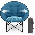 Sekey Campingstuhl Gepolsterter Moon Chair Faltstuhl Rund Klappstuhl Mondstuhl Angelstuhl Bis 140kg, Blau