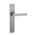 domino Türgriff Blind Drückergarnitur Langschildgarnitur Türklinke für Zimmertür, Bürotür, Kellertür & Innentür L-Form Türbeschläge aus Aluminium Satin Chrome Light QUBIK M45