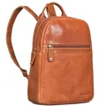 ROYALZ 'Pennsylvania' kleiner Damen Rucksack Leder elegant - Moderner Vintage Lederrucksack als Tagesrucksack Rucksackhandtasche Cityrucksack Daypack aus Echtleder, Farbe:Texas Braun