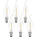 6 x LED Filament Leuchtmittel Windstoß Kerze 1W = 15W E14 klar 822 extra warmweiß 2200K