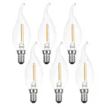 NCC-Licht 6 x LED Filament Leuchtmittel Windstoß Kerze 1W = 15W E14 klar 822 extra warmweiß 2200K