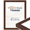 WANDStyle Bilderrahmen 18x24 Nussbaum, moderner Bilderrahmen Holz, hochwertiger Holzbilderrahmen, Posterrahmen zum Aufhängen und Aufstellen, Rahmen 24x18 cm, Fotorahmen H950 - Made in Germany