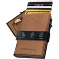Gentlemen's® Cardholder - Kreditkartenetui mit Münzfach & RFID-Schutz - Geldbeutel für Herren - kleines Portemonnaie - Smart Wallet Karten & Mü... - Hellbraun/Braun